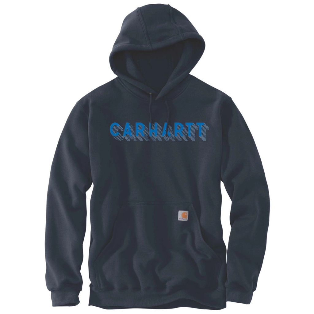 Carhartt WIP Mens Midweight Logo Graphic Sweatshirt Hoodie - Navy Cotton - Size Small